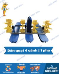 Bộ 3 phao thuyền + 4 cánh quạt + mô tơ 2Hp, điện 1 pha